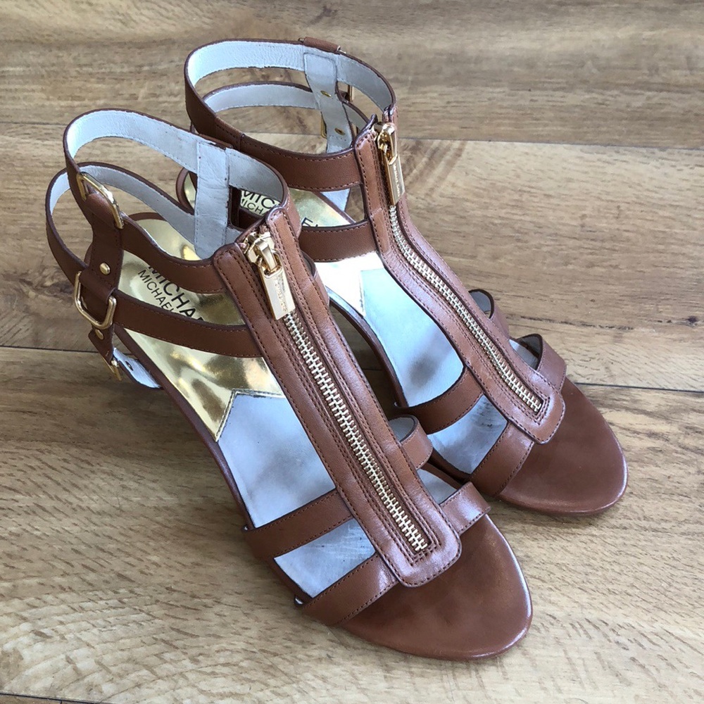 Michael Kors stacked heel caged sandals size 9 1/2